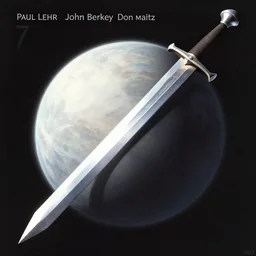 7 0's sci fi and fantasy cover art of a colossal sword cutting a planet in half, smooth, minimalist, cinematic, matte, by paul lehr, by john berkey, by don maitz