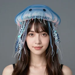 portrait of a woman wearing a jellyfish hat