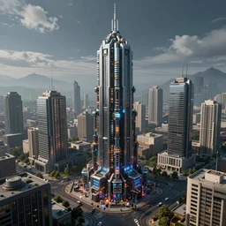 photo of a futuristic city in a dystopian future made of electronic components. Very detailed 8k. Unreal engine 5 render with nanite, global illumination and path tracing. Cinematic post processing.