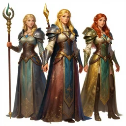 three fates, ultra detailed fantasy, dndbeyond, bright, colourful, realistic, dnd character portrait, full body, pathfinder, pinterest, art by ralph horsley, dnd, rpg, lotr game design fanart by concept art, behance hd, artstation, deviantart, hdr render in unreal engine 5