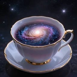 a galaxy inside a mystical teacup