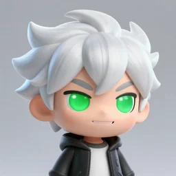 cartoon danny phantom white hair glowing green eyes cute smirk fangs pointy teeth detailed photorealistic fanart trending on tumblr 8K award winning, Ross Tran,