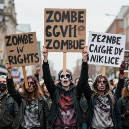 zombie protest for zombie civil rights zombie rights zombie rights signs 3 5 mm