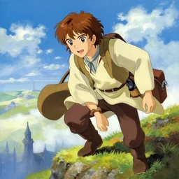 anime key visual of frodo climbing mount doom, acrylic painting, jm animation