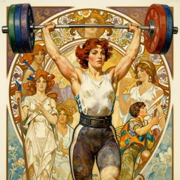 socialist realism propaganda poster of beautiful female weightlifter, socialist realism, highly detailed, intricate, digital painting, artstation, sharp focus, illustration, art by jakub rozalski, greg rutkowski, artgerm, tan zi and ayanamikodon and alphonse mucha and wlop