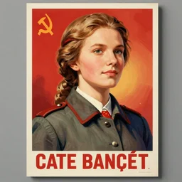 soviet propaganda poster with cate blanchet, ultra detailed, soviet realism,