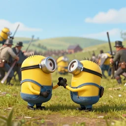 minions fighting for the union in the civil war, photograph, battle of gettysburg, 1 8 6 3, high quality, high resolution