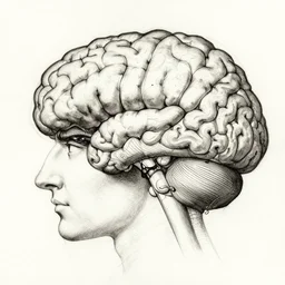 brain, anatomical sketch by leonardo,