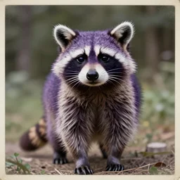 purple stelar raccoon inspired vintage  photograph