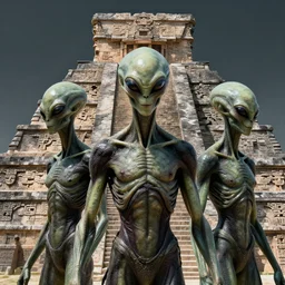 aliens brainsuckers sacrifice humans at mayan pyramides, perfect face, fine details, studio lighting, subtle shadows, art by katsuya terada, photorealism, hyper realism, octane render, hyper detailed, canon eos r 3, f / 1. 4, iso 2 0 0, 1 / 1 6 0 s, medium shot, 8 k, raw, unedited, in - frame,