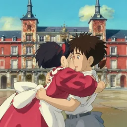 madrid studio ghibli style, anime style, hayao miyazaki