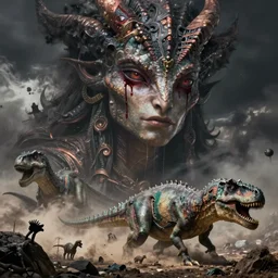 gorgeous lilith the mother of all monsters, destroyer! of worlds, blood dripping from eyes, raining ash & smoke, fine art masterpiece, highly detailed dino valls wayne barlowe machiej kuciara, dramatic lighting, long shot, wide angle, uhd 8 k, sharp focus