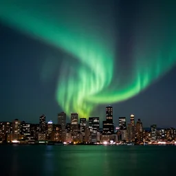 beautiful aurora over downtown seattle long exposure film