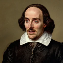a jealous william shakespeare crying because he's not good enough, by francis bacon