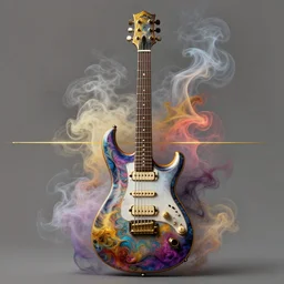 high intricate detailed abstract photo of a prs electric guitar covered in psychedelic smoke, golden ratio, rule of thirds, elegant, by lea leonowicz, by maks trofimov, by jenny brozek, by johannes wessmark