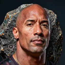 a rock with the face of Dwayne Johnson