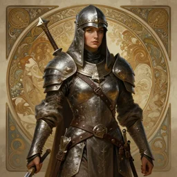 a female medieval berserker, D&D, fantasy, intricate, highly detailed, digital painting, artstation, concept art, smooth, sharp focus, illustration, art by artgerm and greg rutkowski and alphonse mucha