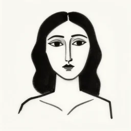 minimalist picasso lineart of female faces, cubism