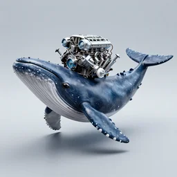 a cool motor v 8 engine and a body of a cachalot whale, 8 k, cyber - punk
