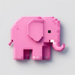 3d logo of voxel pink elephant