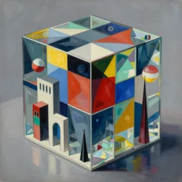 a hd surrealism painting of 3d cast glass galactic hypercube sculptures buildings by kandinsky v2 and salvia dali the second, salvador dali's much more talented painter cousin, 4k, ultra realistic