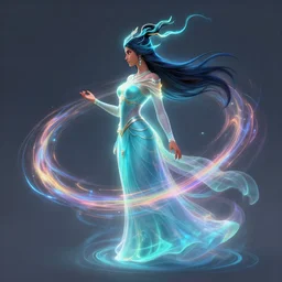 side profile, maya ali wind sorcerer, luminescent, colorful swirly magic ripples, smooth, dota matte painting concept art, official fanart behance hd artstation by greg manchess, huang guangjian, gil elvgren, sachin teng, greg rutkowski, jesper ejsing, ilya kuvshinov