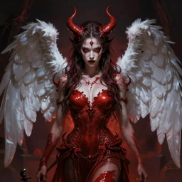 dramatic portrait by artgerm and loish, rhads, stunning artwork, demonic angel, devil