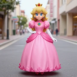 photo of princess peach posing in the street