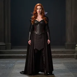 full body photo of christina hendricks as a vampire warrior,