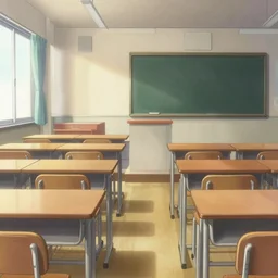 An anime movie background matte painting of an empty classroom in a Japanese high school, by Makoto Shinkai, trending on Artstation, highly detailed