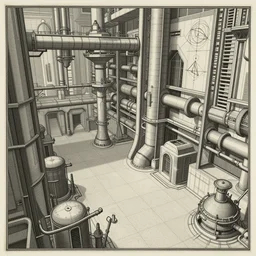 full page scan of 1400s detailed concept art, cyberpunk, mathematics and geometry, architecture, sewage system, urban section, floor plan, architectural section, post apocalyptic, desaturated, neon blue, 8K matte, good lighting, concept in the style of blame! manga