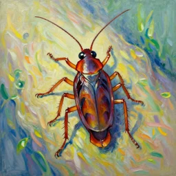 a cockroach, impressionism style