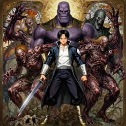 the platonic ideal of full metal alchemist of cletus kasady ultimate carnage thanos dementor doctor manhattan chtulu nazgul, detailed, intricate, hyperrealism, intense, scary, decay, dmt, art by brock hofer and artgerm and greg rutkowski and alphonse mucha