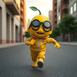 a lemon wearing a track suit running down the street, rocky training, nendoroid, in the croods movie style, anime, disney, pixar, 8 k, hd, dof, kodak film, volumetric lighting, subsurface scattering, photorealistic, octane render, details