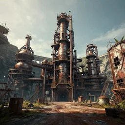 a beautiful very detailed render of nature urbex opencast mine industrial architecture architecture by kazuyo sejima, postcyberpunk dieselpunk galactic retro, archdaily, wallpaper, highly detailed, trending on artstation.