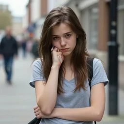 an emo girl on a british street, mid-2000s