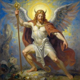 painting of a beautiful rendition of the mythical abdiel, servant of god, illustration, artistic, colorful, hyper detailed, in the style of greg rutkowski,