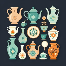 product photography of artifacts and trinkets illustrated in superflat contemporary style, intricate flat acrylic painting, monumental dynamic illustration, illusion surreal art, intricate detailed illustration, sci - fi poster art