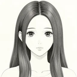 a drawing of a woman with long hair and big eyes by junji ito and dan hillier, featured on deviantart, shock art, sots art, gothic art, demonic photograph, antichrist, outlined art