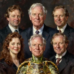 historic portrait of mitch mcconnell, half man, half turtle, martha greta kempton, frank o salisbury, granville chandor, thomas edgar stevens, oil painting