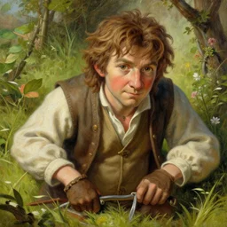 hobbits by hildebrandt, detailed, hyper-detailed, painting, trending on artstation