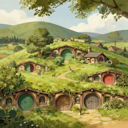 hobbit village, digital painting