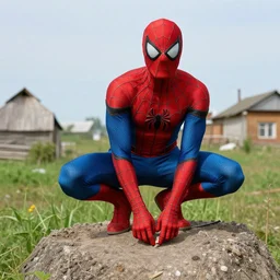 photograph of a real communist spiderman in rural russia