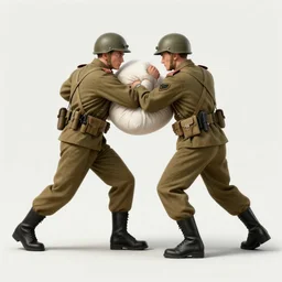 world war 2 soldiers pillow fight, color