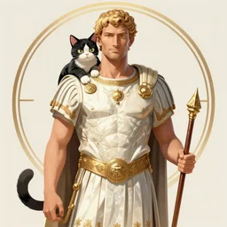 illustration of the roman emperor augustus neko man half cat, character design, art station, epic, elegant, masterpiece of nico marlet