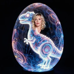 annie liebowitz portrait of a plasma energy tron dinosaur egg constructed of glowing electric spirals and patterns. cinestill