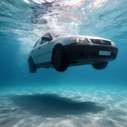 a car driving underwater