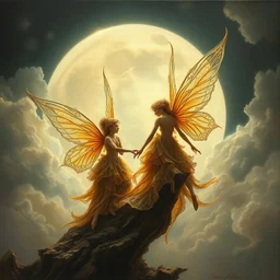 concept art of translucent glowing fairies, lovecraftian, renaissance, melting, round moon, rich clouds, fighting the horrors of the unknown, very detailed, volumetric light, mist, fine art, decaying, textured oil over canvas, epic fantasy art, very colorful, ornate intricate scales