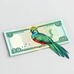 studio photography of a guatemalan quetzal bill