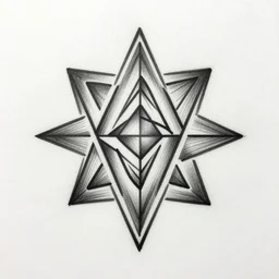 tattoo design, black ink, geometric design, simple, shading, fine detail, white paper, drawing